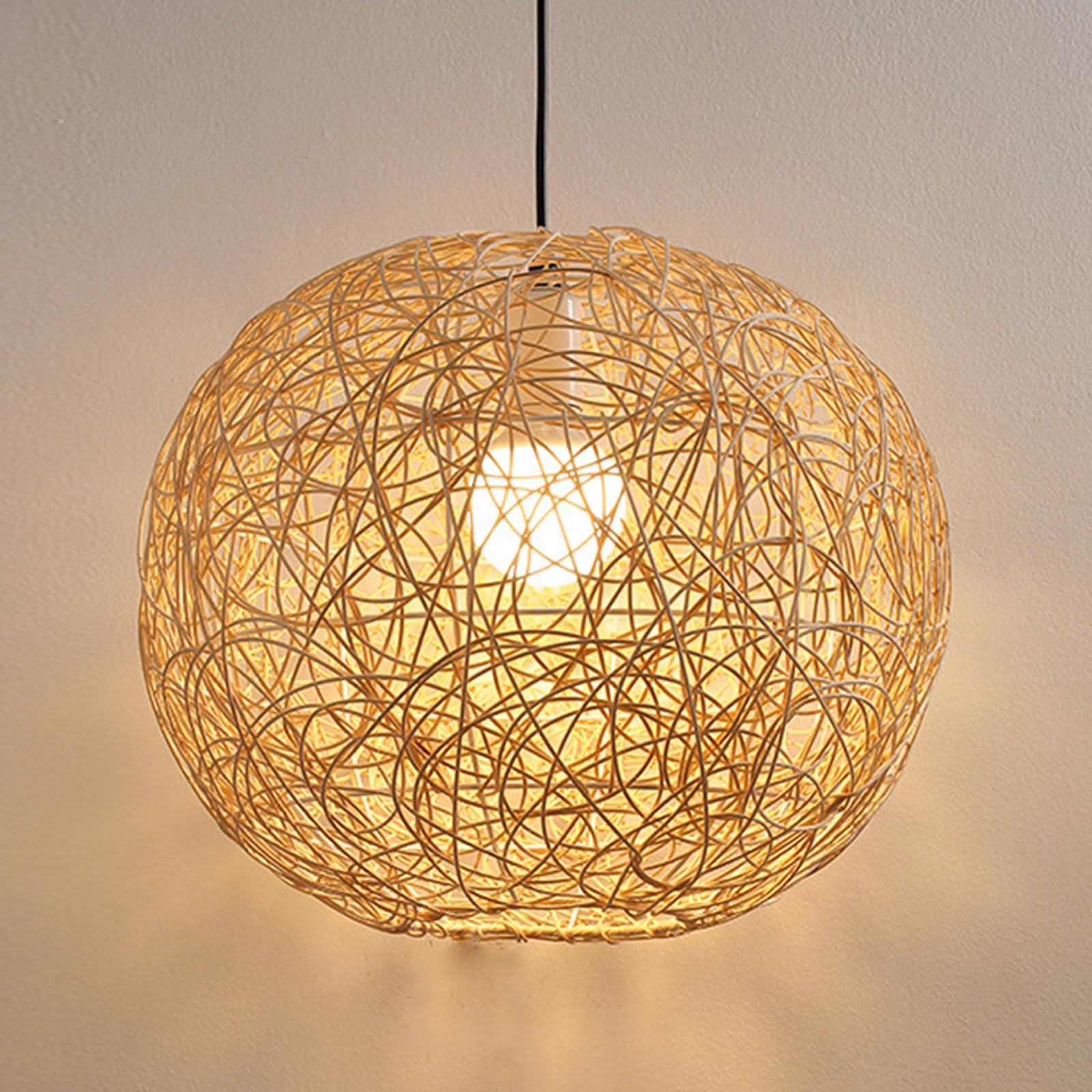 Suspension en Rotin Lampe Suspendue Boho Lustre Rotin Suspension
