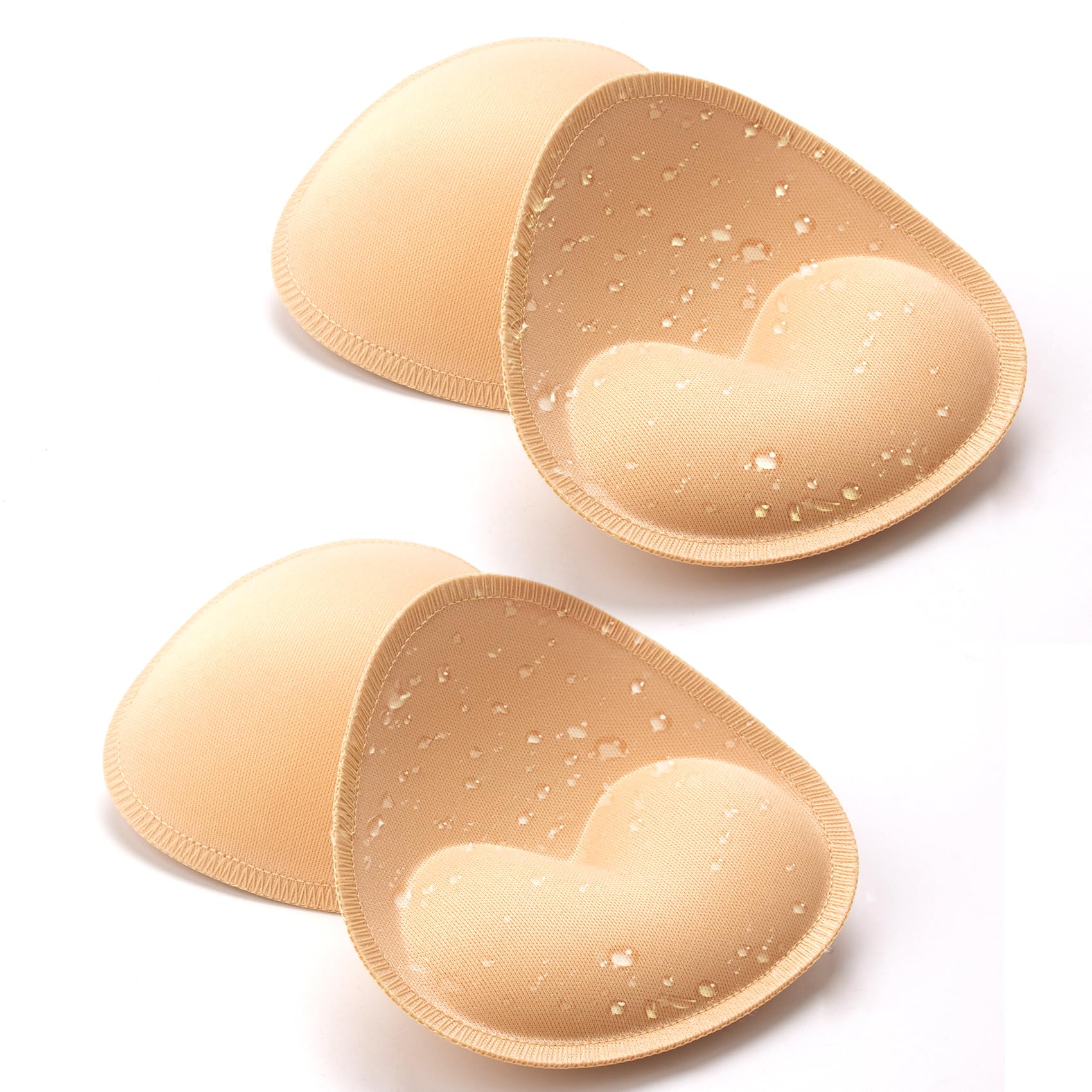 Nimiah 2 pares de almohadillas impermeables para brasier de traje de baño, insertos de brasier push up para mujer, acolchado cosido para bikini, brasier deportivo