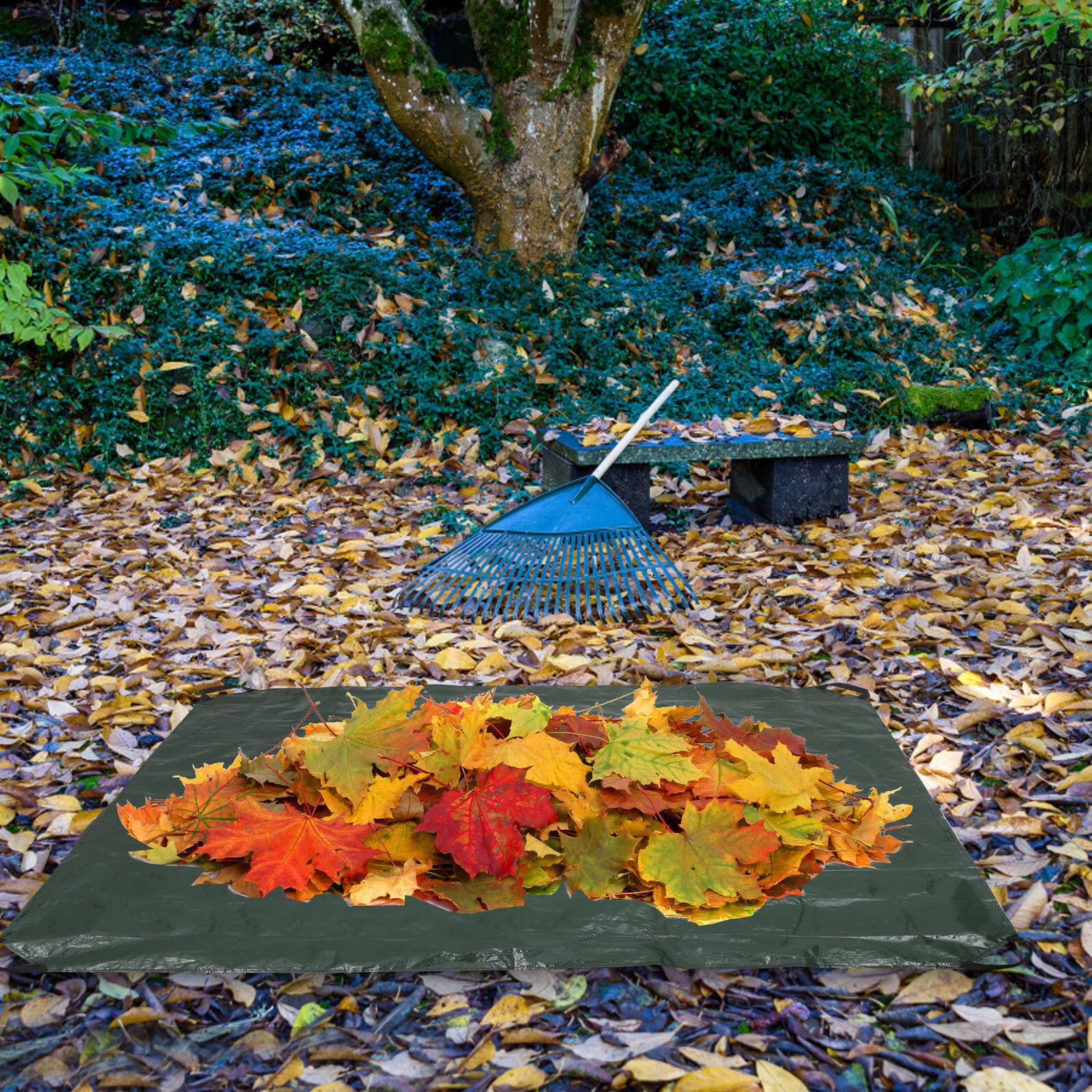 SEWACC Paquet à Feuilles de Jardin Réutilisable en Pe Résistant avec Poignées, Pliable et Facile à Transporter pour Déchets Verts et Nettoyage de Pelouse