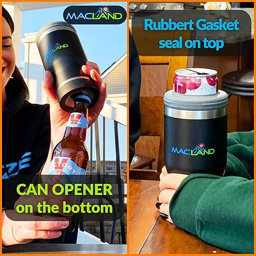 Miniatura 5 de Macland - Enfriador de latas termo 4 en 1, enfriador de botellas y enfriador de latas delgado con aislamiento  Enfriador de latas de doble pared de