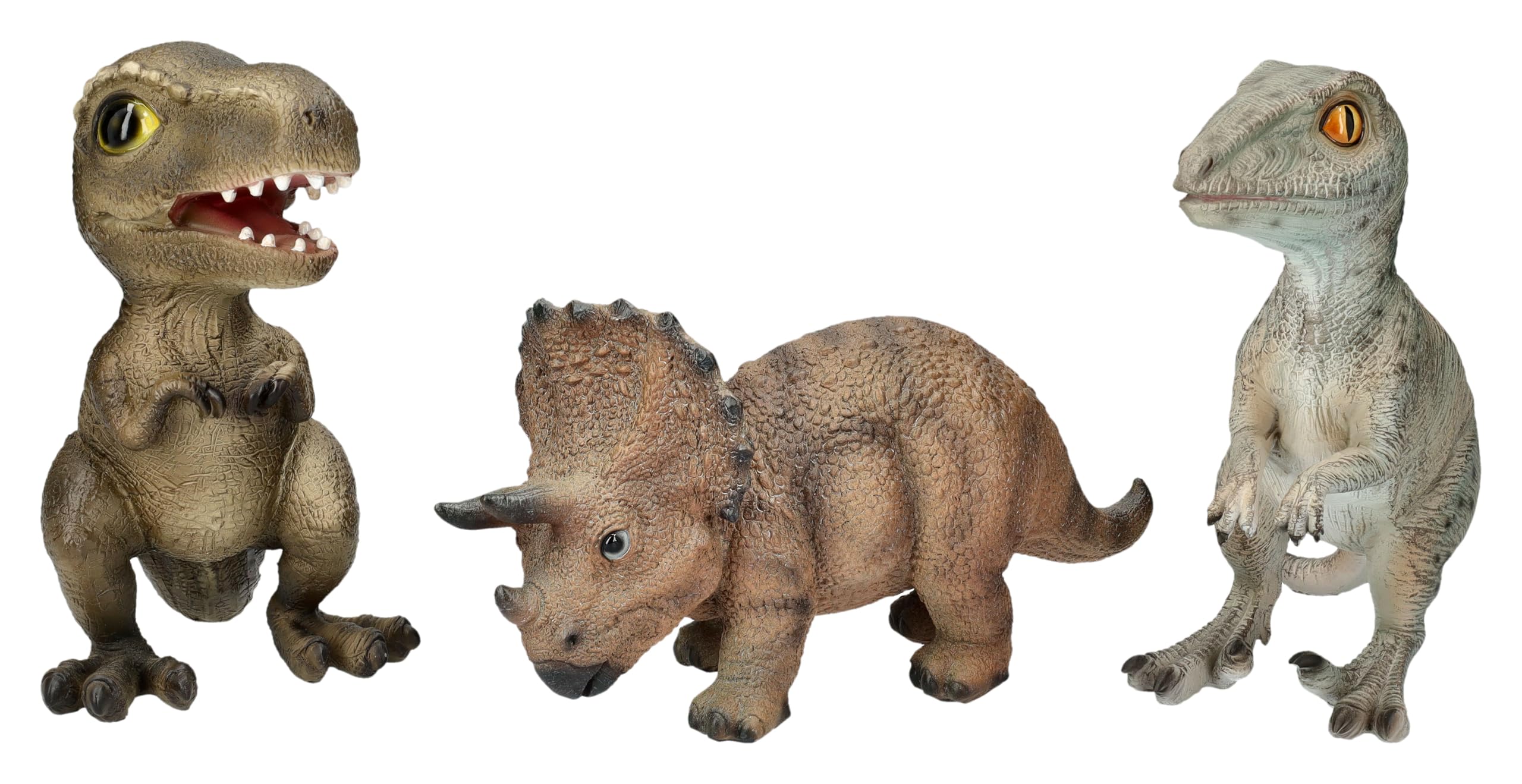 Figuren Shop GmbH Baby Dinosaurier Gartenfiguren 3er Set von HotAnt, 16,5 cm, Frostsichere Garten Deko