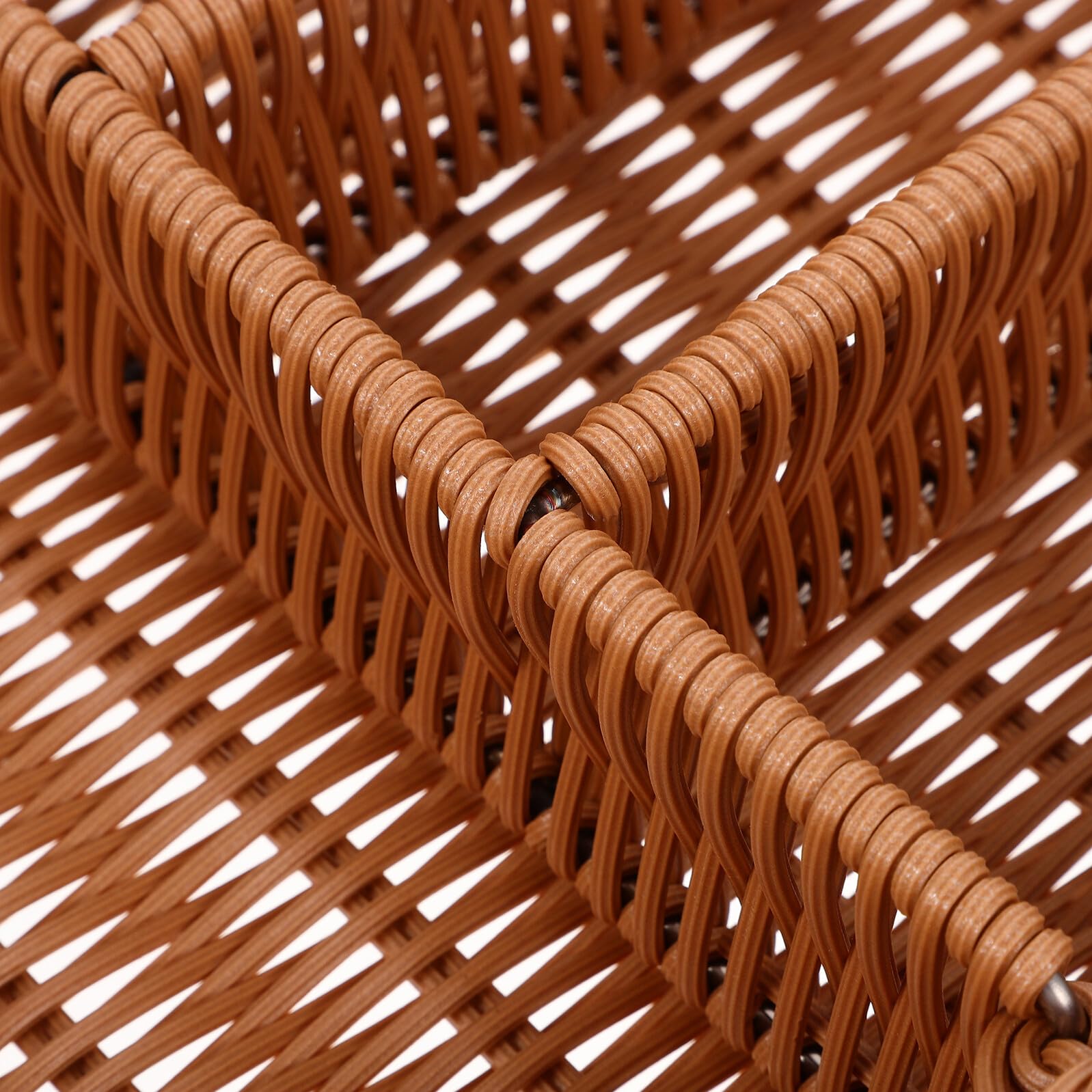 Cesta Organizadora de Cubiertos con Compartimentos Malla Tejida Imitación Ratán Bandeja Resistente y Multiusos para Cocina y Baño