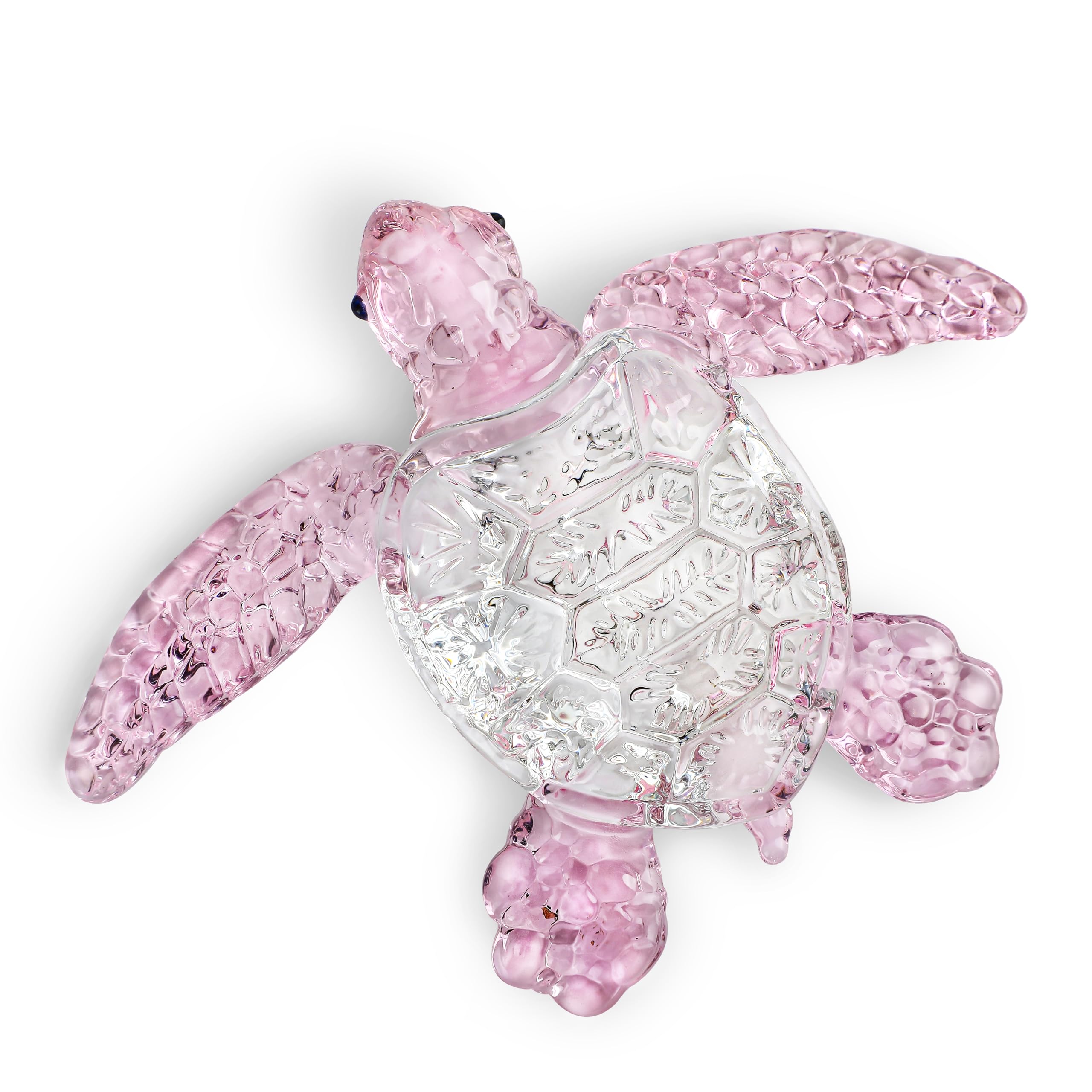 Dytartzx Pink 5'' Crystal Turtle Figurines，Colorful Sea Turtles Statue，Blown Art Crystal Animals Sculpture Home Decor (Pink)