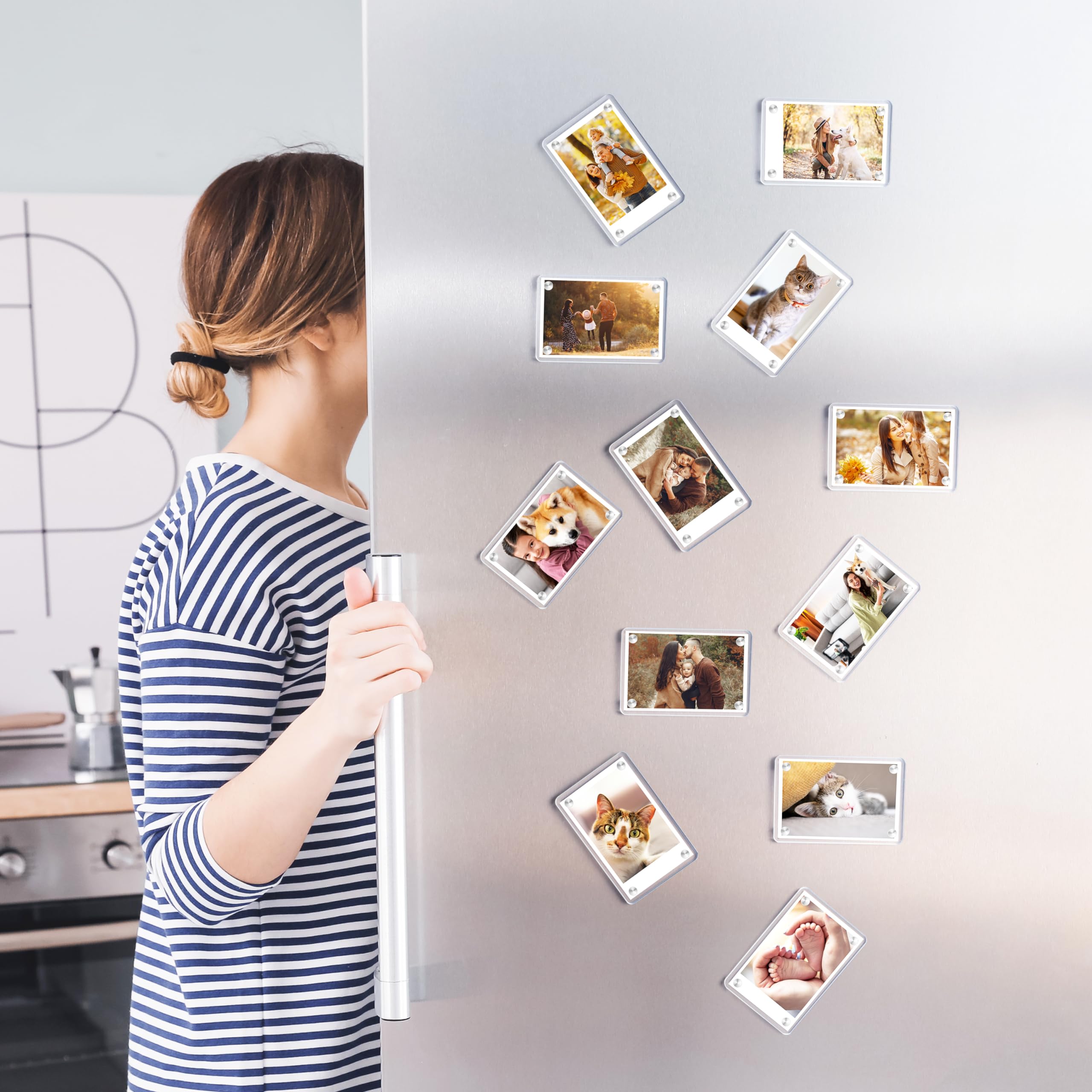 QinyOulhause Magnet Bilderrahmen 10er Set - Schwarze Mini Rahmen 9,5x6,5 Cm Für Kühlschrank, Polaroid Und Instax Fotos