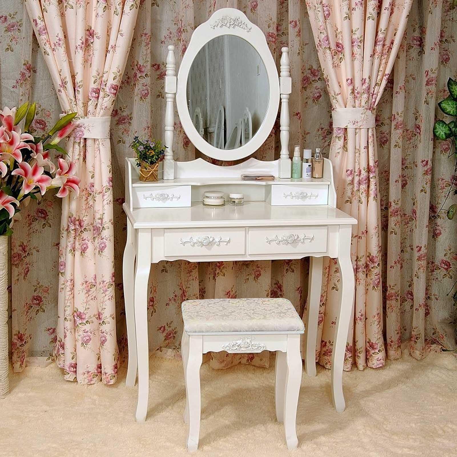 strapless open back dress Pink Glass Vanity Set | Dressing Table | Retro Vintage Unique
