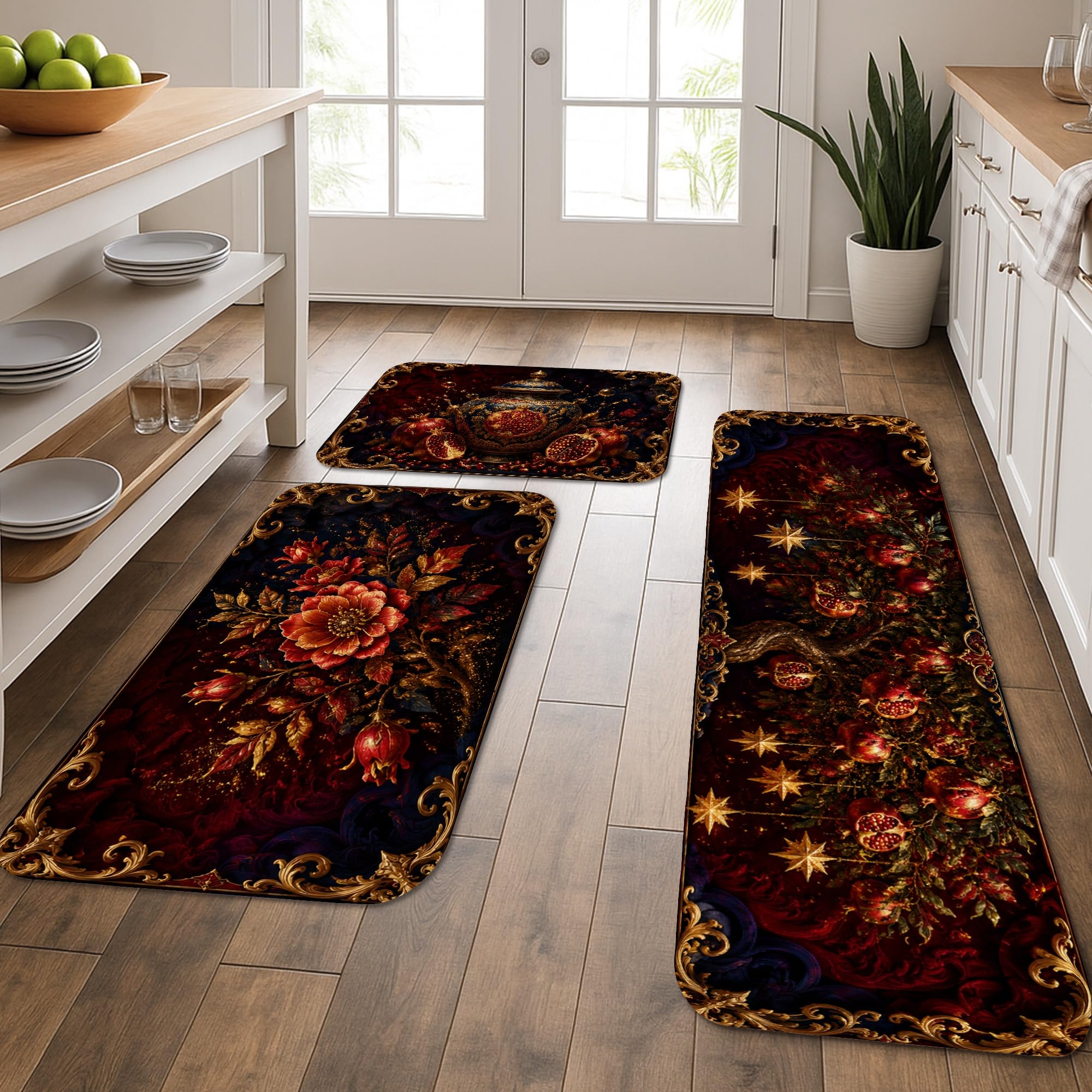 Tapis de cuisine lot de 3 Noël vintage pour sol et évier lavable