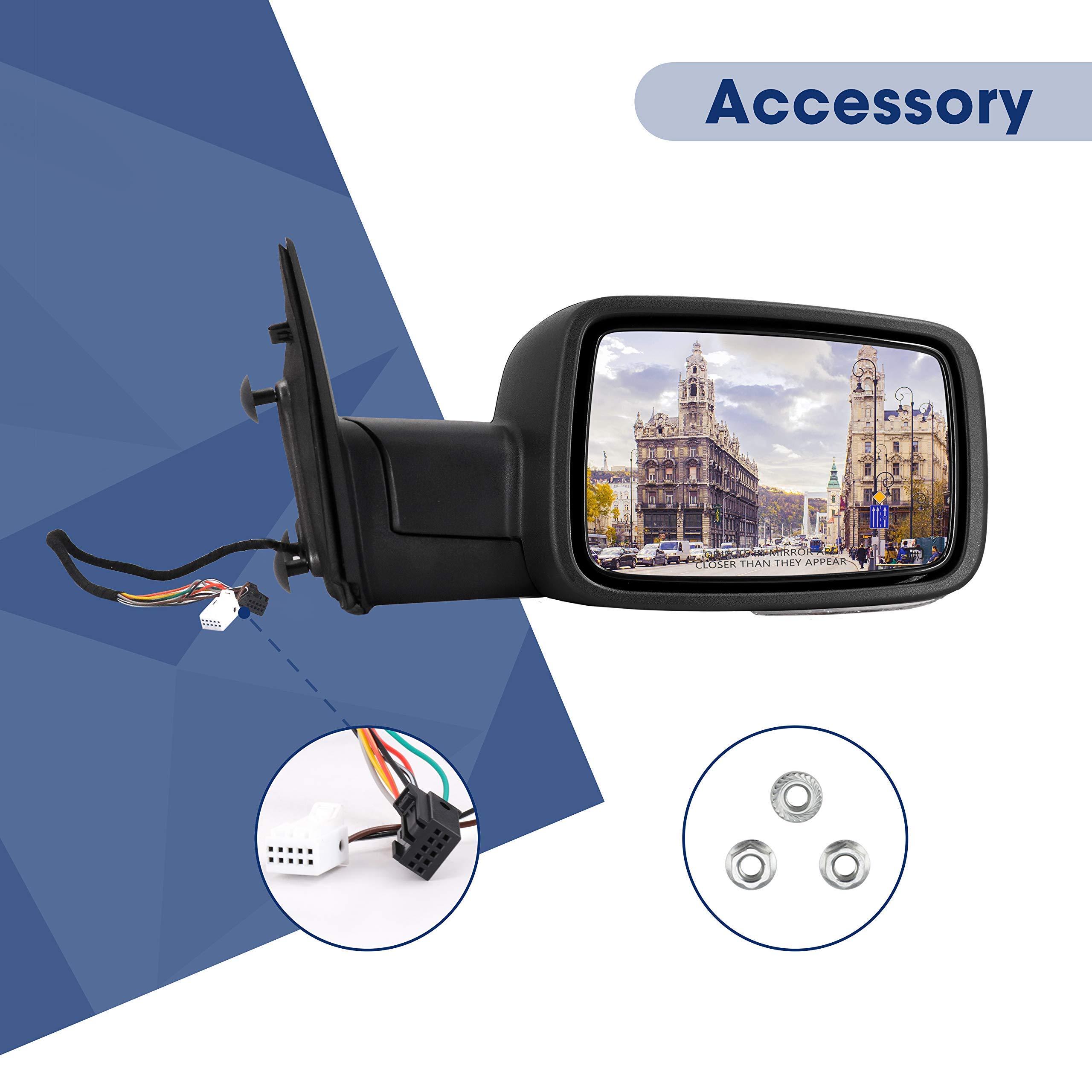 Side Mirror for Dodge Ram - Compatible with Towing Mirror 2009-2018 Dodge Ram 1500 2010-2018 Dodge Ram 2500 3500 4500 5500 with Power Heated Turn Signal Manual Folding Power Adjustment Only Right Side