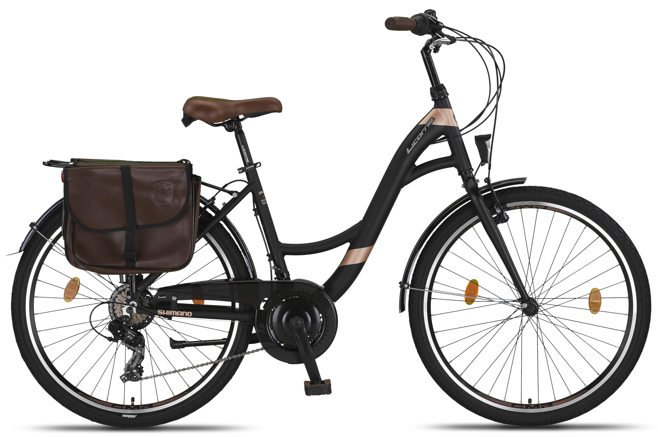 Licorne Bike Stella Plus Premium City Bike en bicicleta de aluminio de 26 y 28 pulgadas para niñas, niños, hombres y mujeres – 21 velocidades – Bicicleta holandesa StVZO