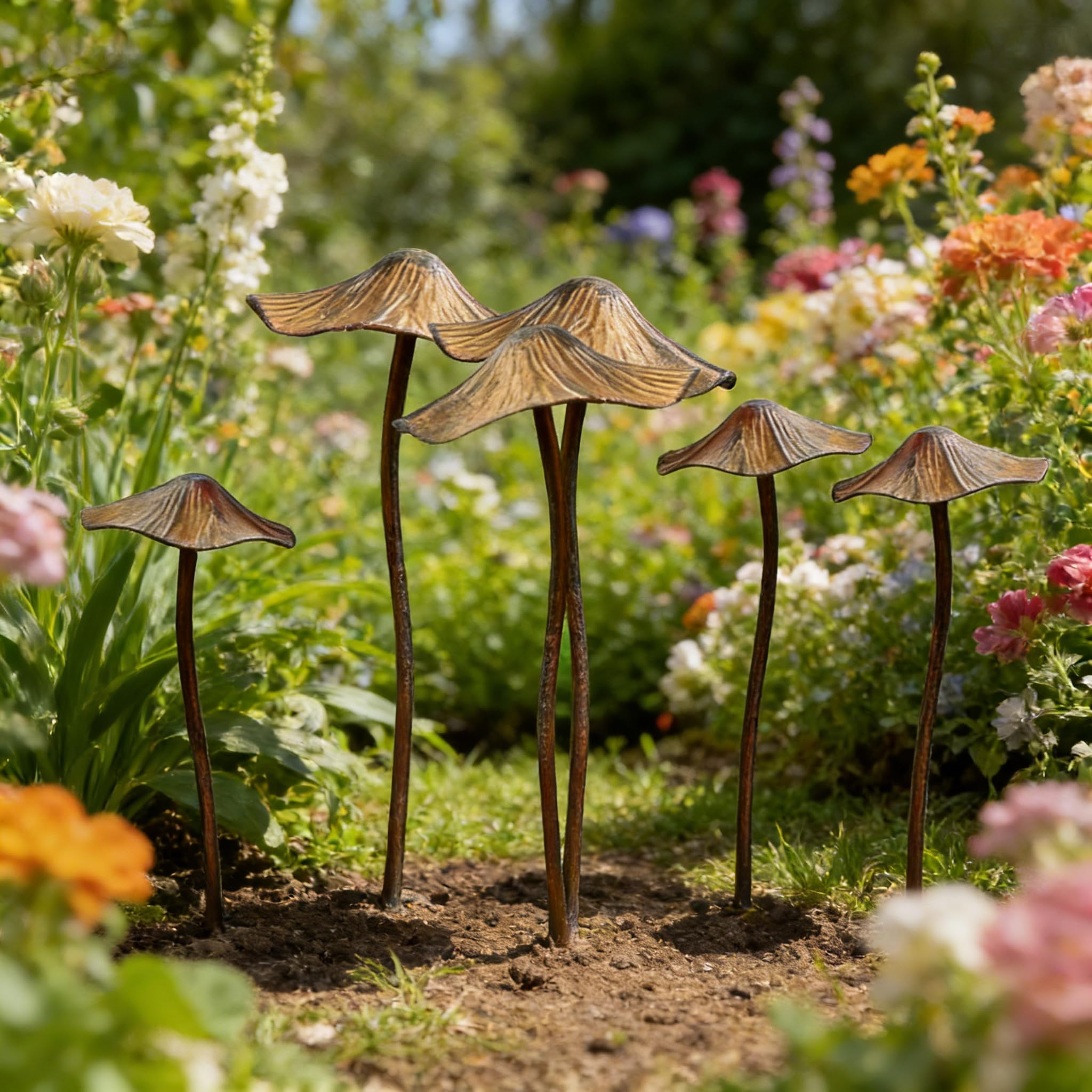 Pilze Deko Gartendeko für Draußen Wetterfest Herbst Deko Outdoor Gartenstecker Rost Pilz, Gartendekoration Plugin Metall Wetterfest,Rasendekoration, Erdspieß für Blumenbeet (6 Stück)