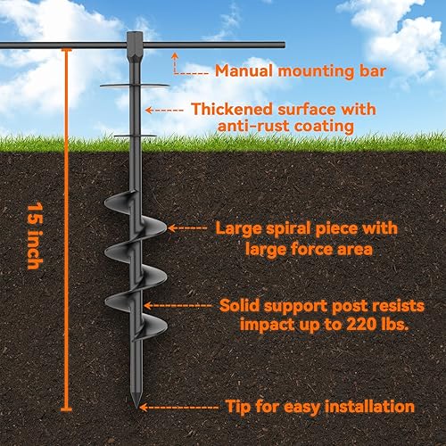 Miniatura 3 de Estaca de amarre para perros, estaca de amarre resistente para perros grandes de hasta 210 libras, anclaje de suelo para un cable de perro, correa,