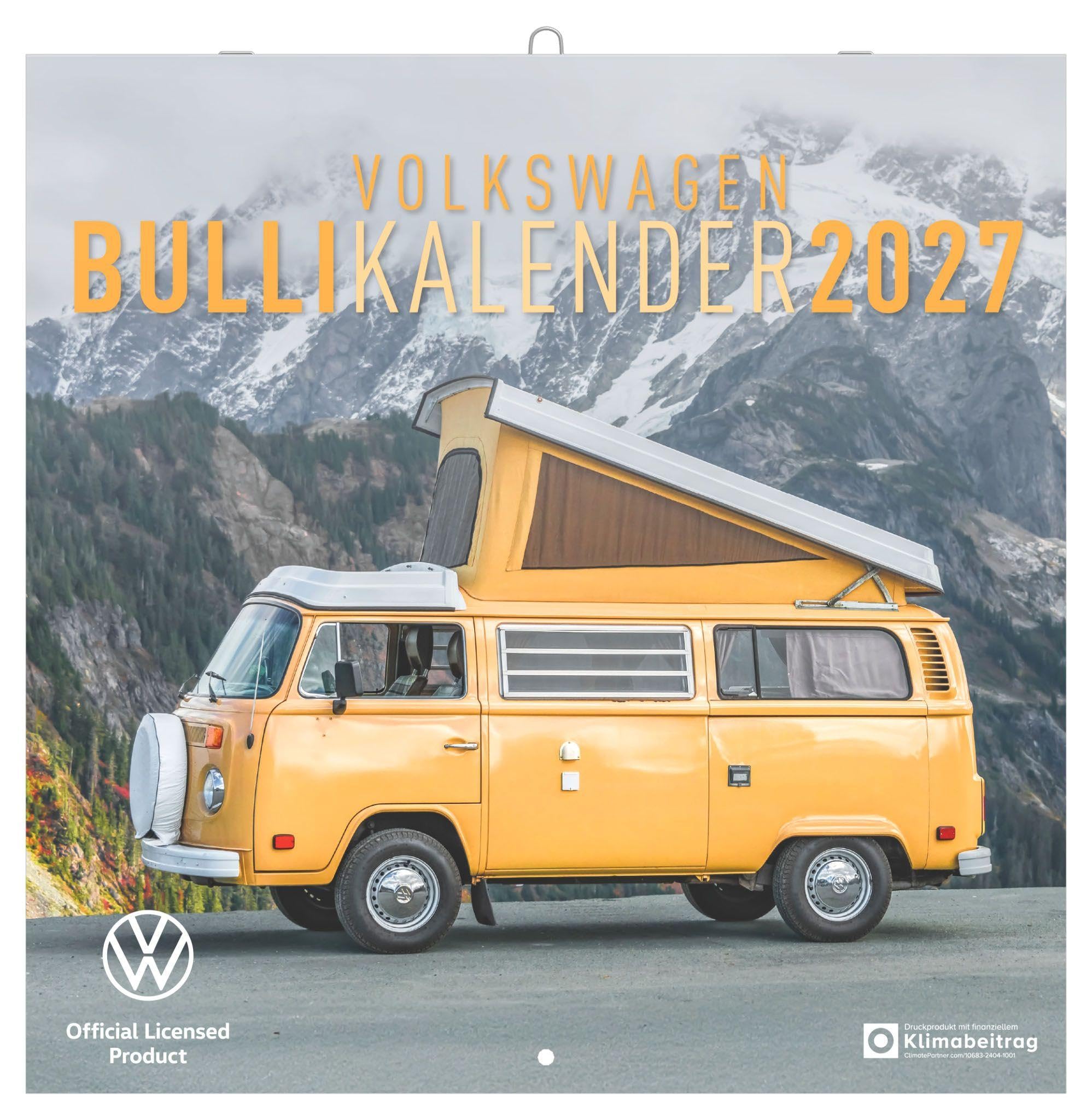 VW Bullikalender 2027: Wandkalender 30x30 cm (30x60 cm geöffnet) mit 12 VW Bulli Motiven und Notizkalendarium