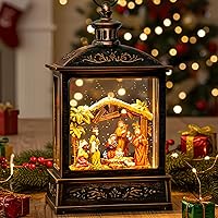 Vista 21 de Linterna de globo de nieve de Navidad, linterna brillante de agua iluminada con cable USB y funciona a baterías, para regalos y decoración de Pesebre