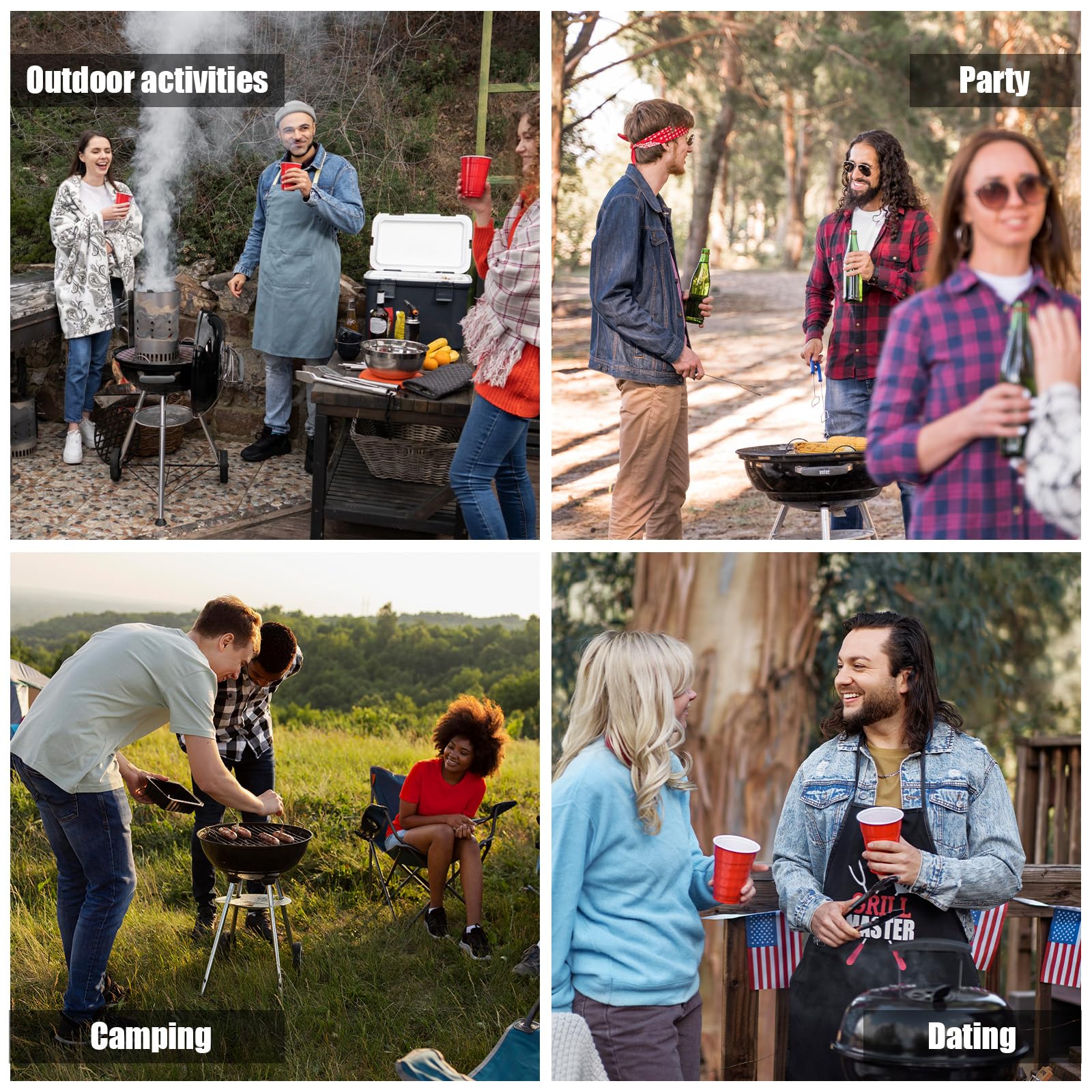 Ensemble Ustensiles Barbecue en Acier Inoxydable avec Sac, Spatule et Fourchette pour Extérieur