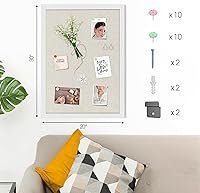 Vista 6 de Board2by Tablero de Anuncios de Corcho Blanco con Lino, Marco de Madera 30" x 20" Tablero de Corcho, Tablero de Oficina para Decoración de Pared