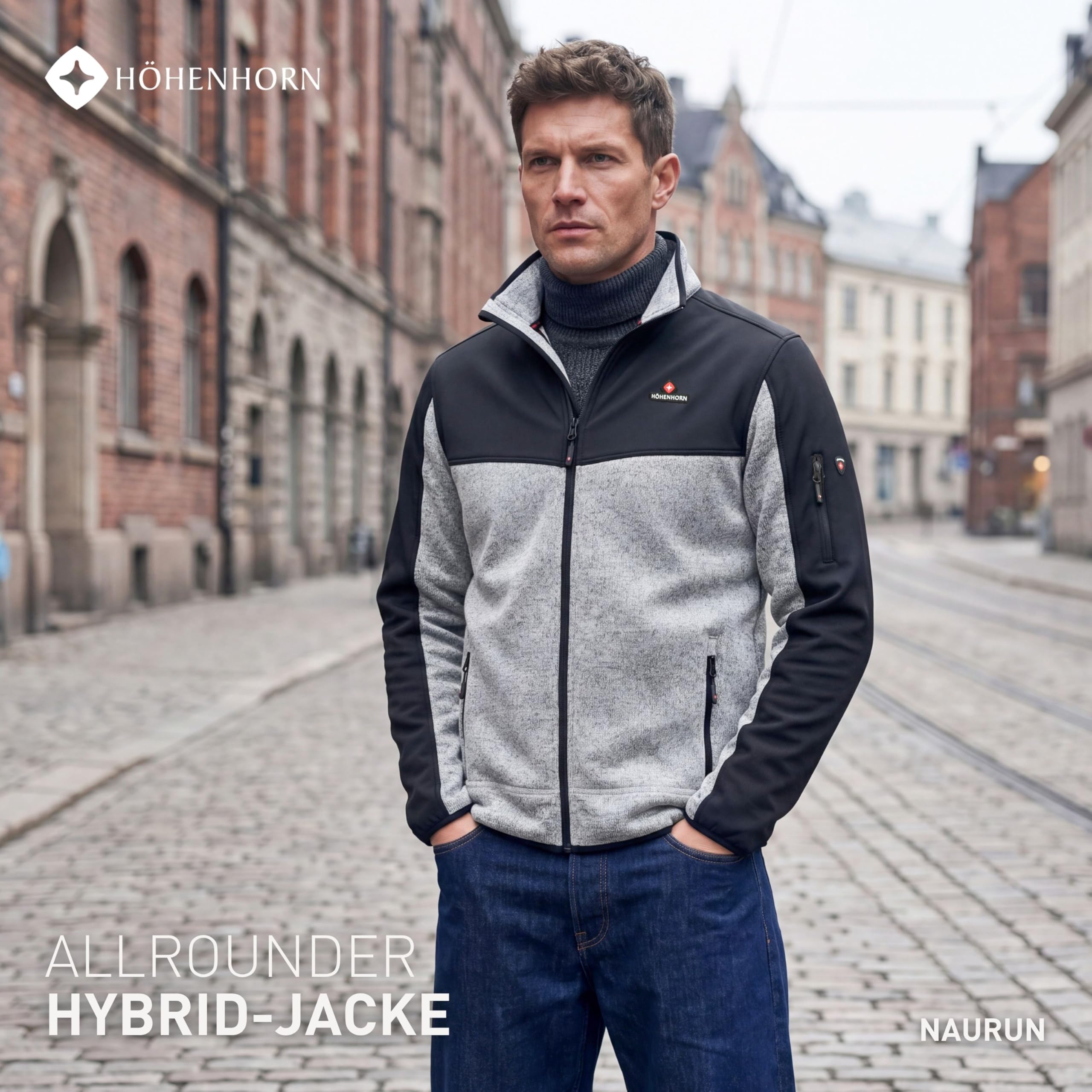 Höhenhorn Naurun Herren Fleecejacke Hybridjacke Strickjacke Softshell