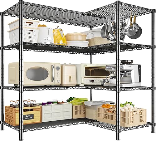 Estantes de almacenamiento de 52.4 W, carga de 4 niveles, 1120 libras, estantería de metal resistente, estante de estantería de alambre, estantes de
