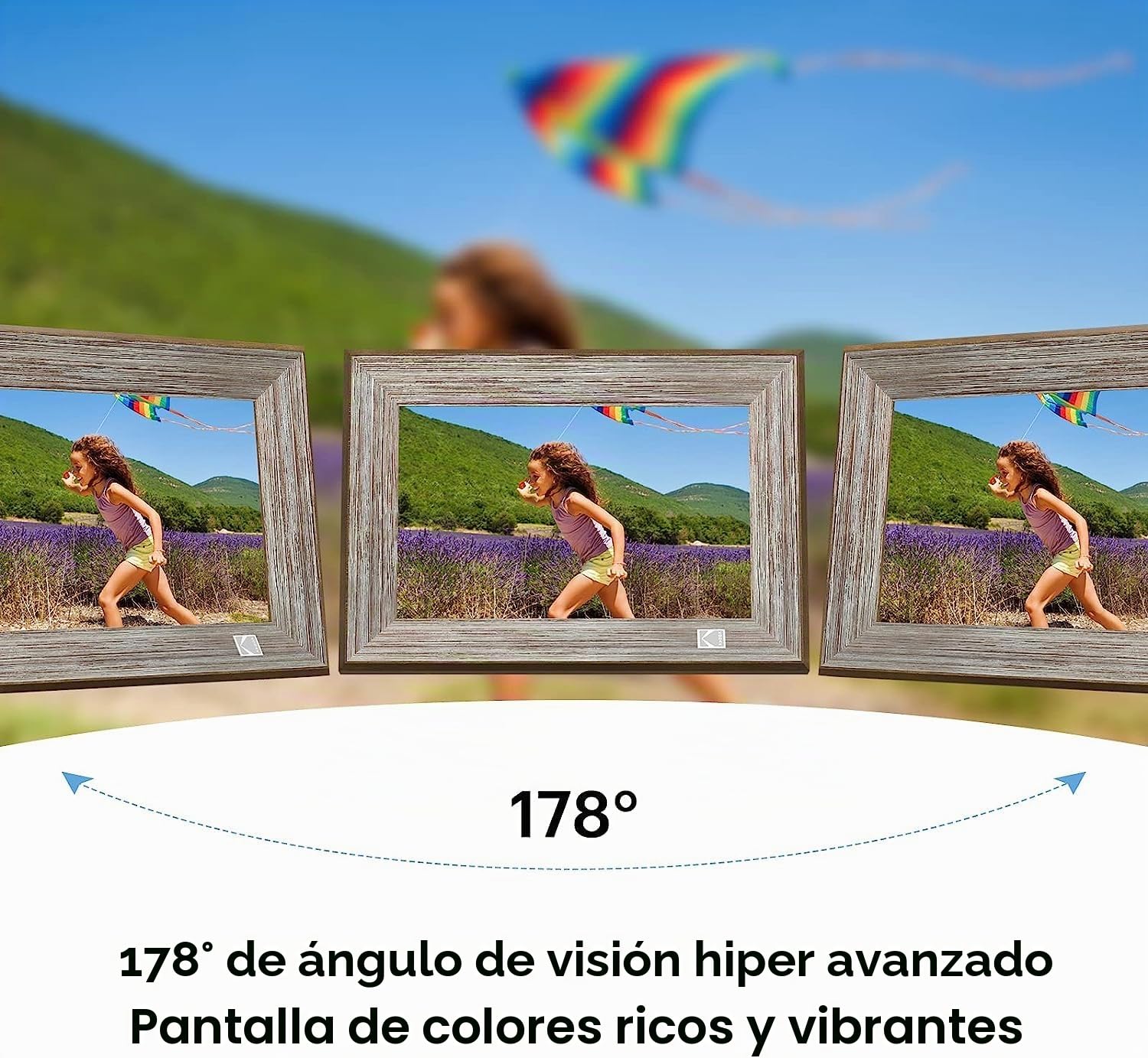 KODAK Marco de Fotos Digital 10 Pulgadas WiFi Clásico de Madera Marcos Digitales, 1280x800 IPS Pantalla Táctil, Marco de Imagen Electrónico con 32GB Memoria, Comparta Fotos o Videos a través de la App