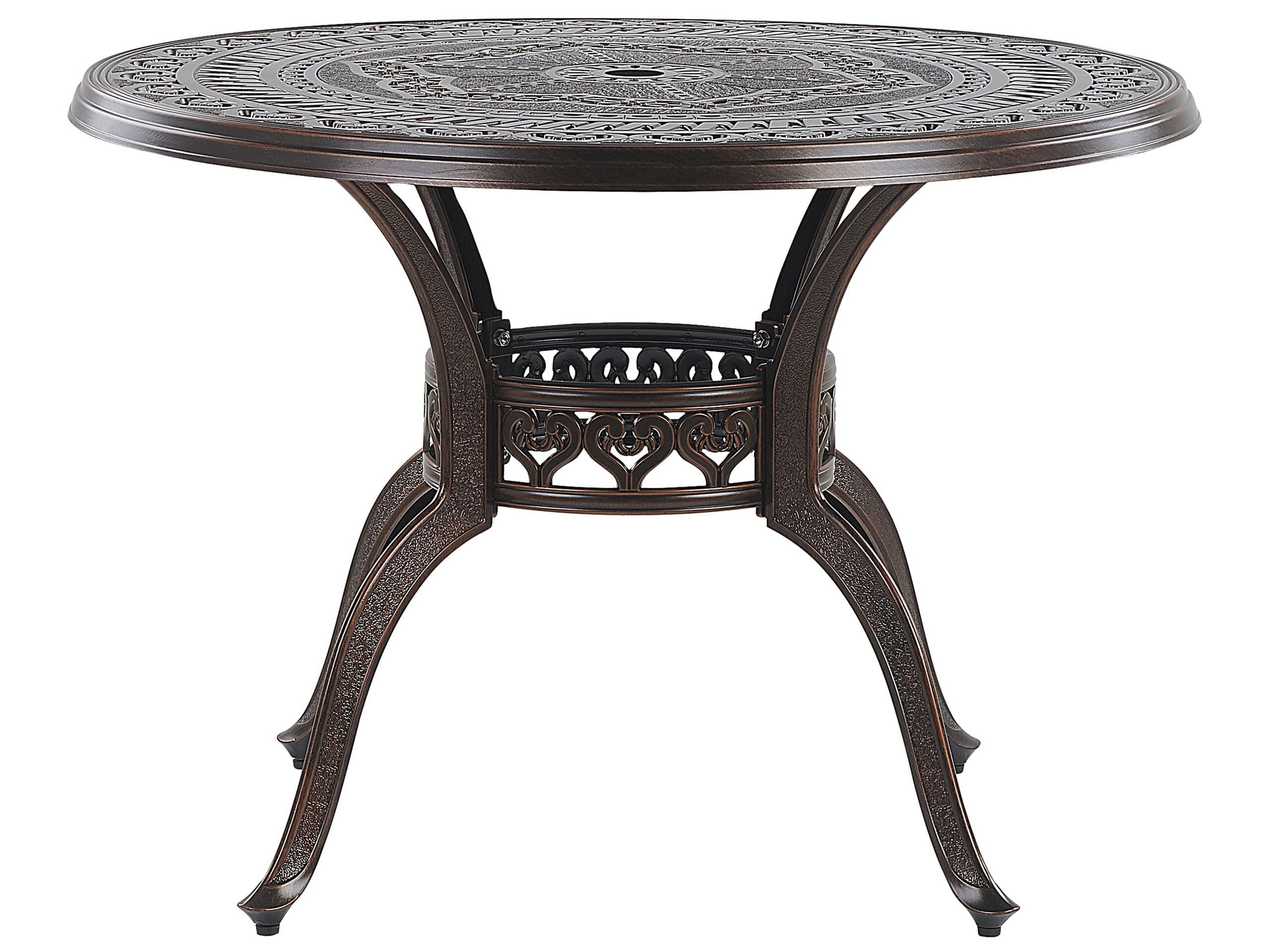 Beliani Table de Jardin Ronde 102 cm en Aluminium Marron Cuivré Salento