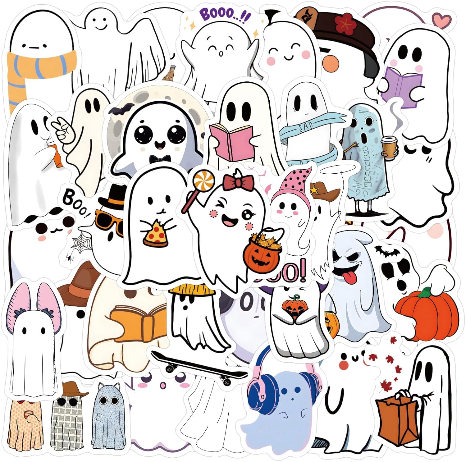Haoguo 160Pcs Ghost Stickers Cute Ghost Stickers Boo