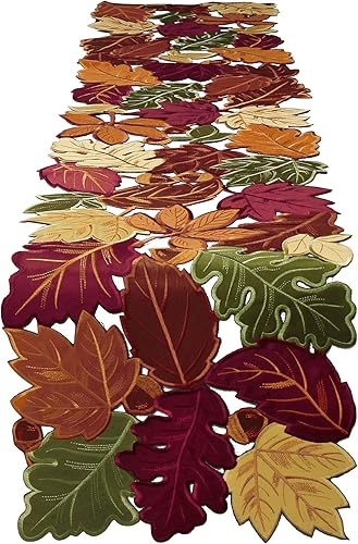 Miniatura 1 de OWENIE Camino de mesa de otoño, camino de mesa de Acción de Gracias extra largo de 144 pulgadas, hojas de cosecha bordadas, decoración del hogar