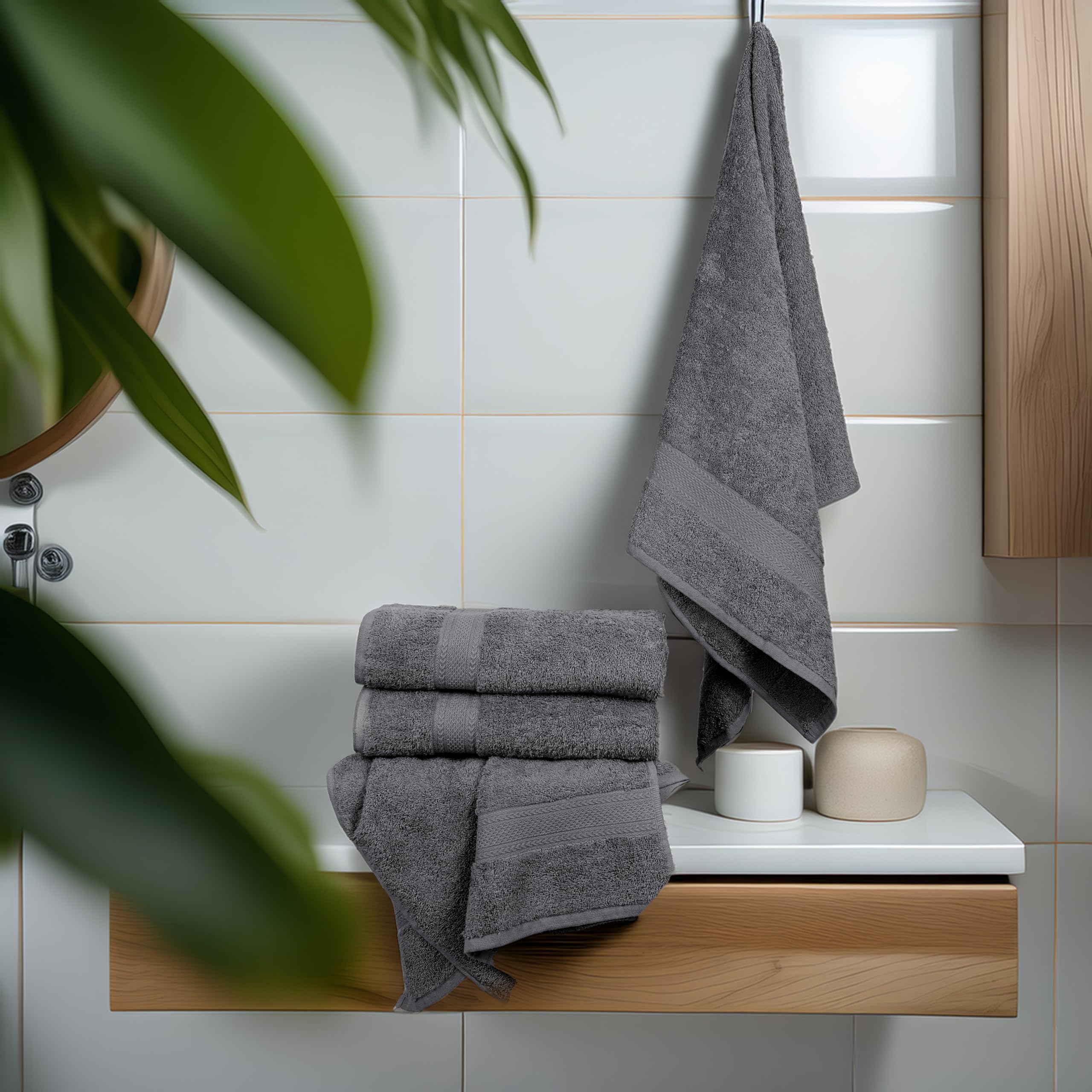 Medium Size Bath Towels Set of 6 – 100% Cotton Terry – 24" x 48" – Quick Dry, Soft & Highly Absorbent – Grey Towels for Bathroom, Gym, Spa, Pool & Daily Use: Sky Blue 24"x48" - PK 6