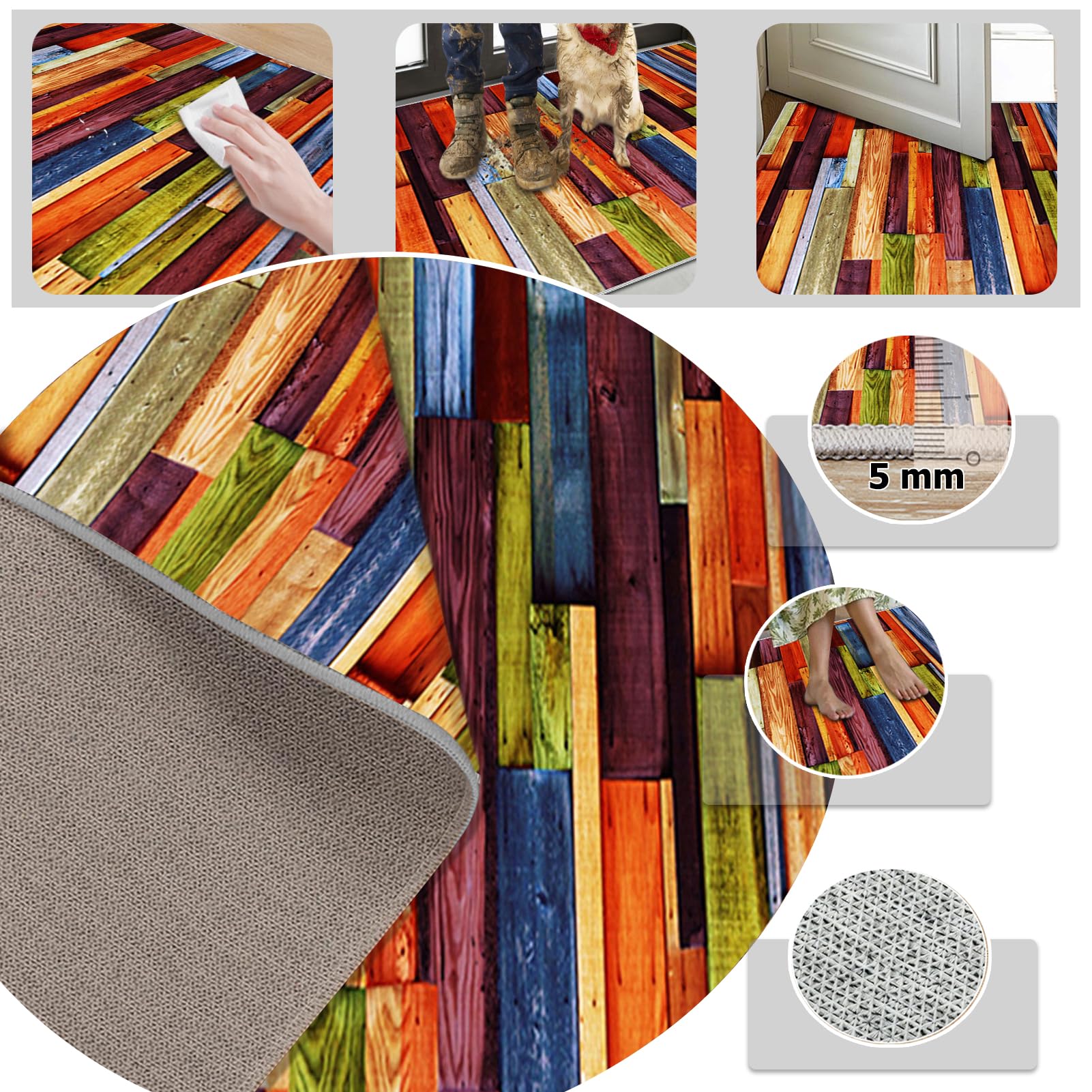 Dywan do salonu w stylu vintage, 200 x 270 cm dywaniki do sypialni, salonu, sypialni, kuchni, jadalni, duży dywan z krótkim włosiem, dywan do jadalni, antypoślizgowy zmywalny dywanik kuchenny