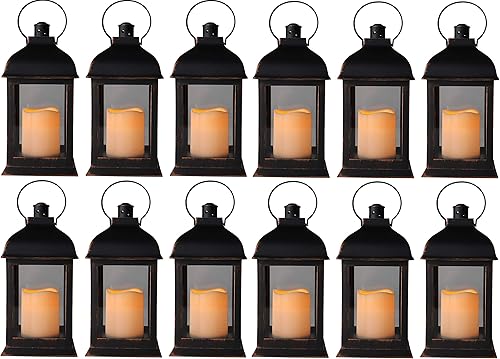 Lámpara eléctrica estilo rústico vintage de 10 pulgadas con vela LED para la decoración de interiores y exteriores, velas que funcionan con pilas,