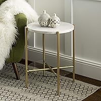 Vista 4 de Walker Edison - Mesa redonda moderna para café, para sala de estar, de nogal/dorada