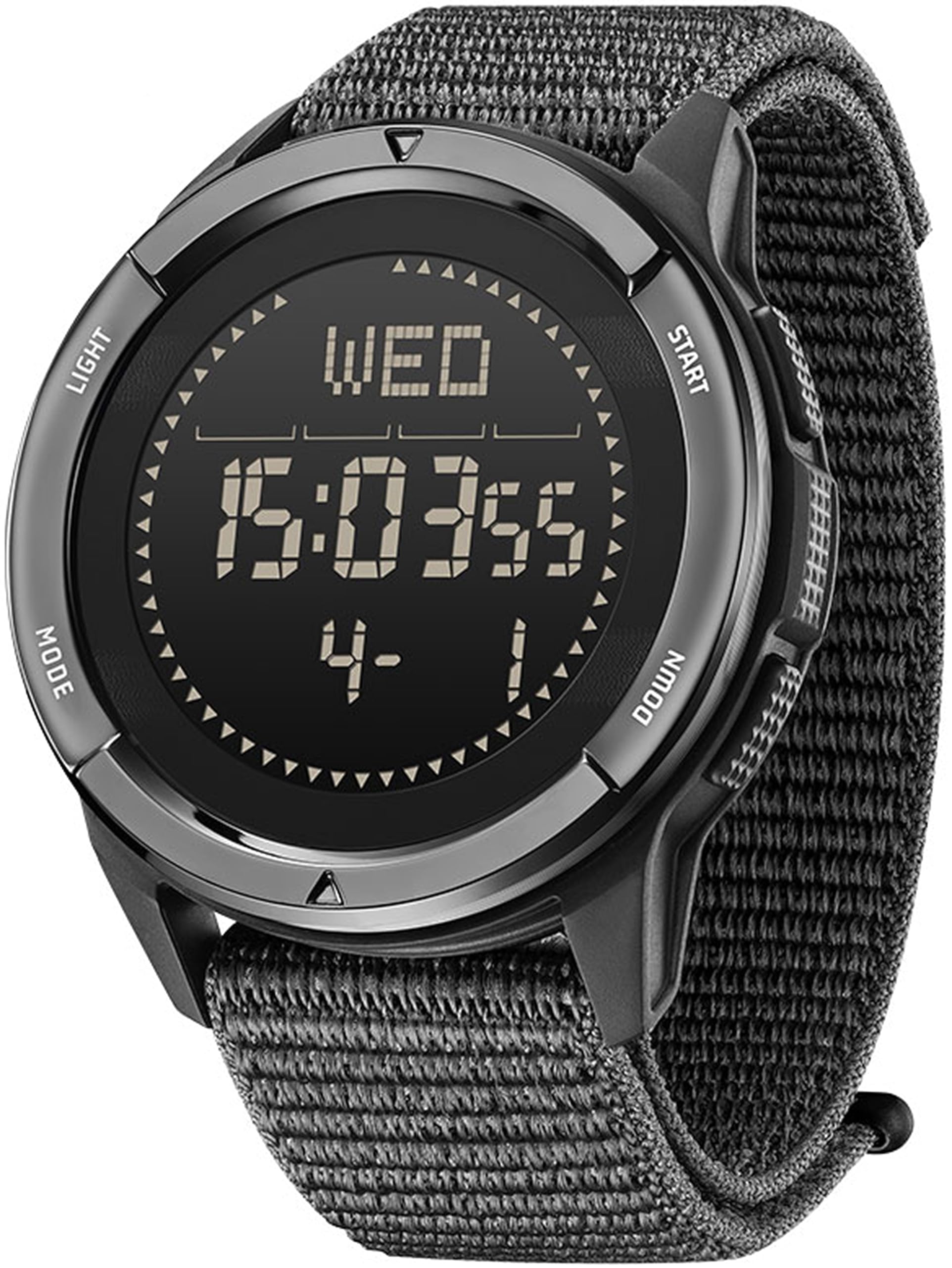 Digital Armbanduhr Herren Militär Uhr mit Schrittzähler Kompass Sportuhren Herren Outdoor Military Watch 5ATM Wasserdicht Digital Uhr Herren Chronograph Nylon Taktische Uhr Senioren Groß Jungen