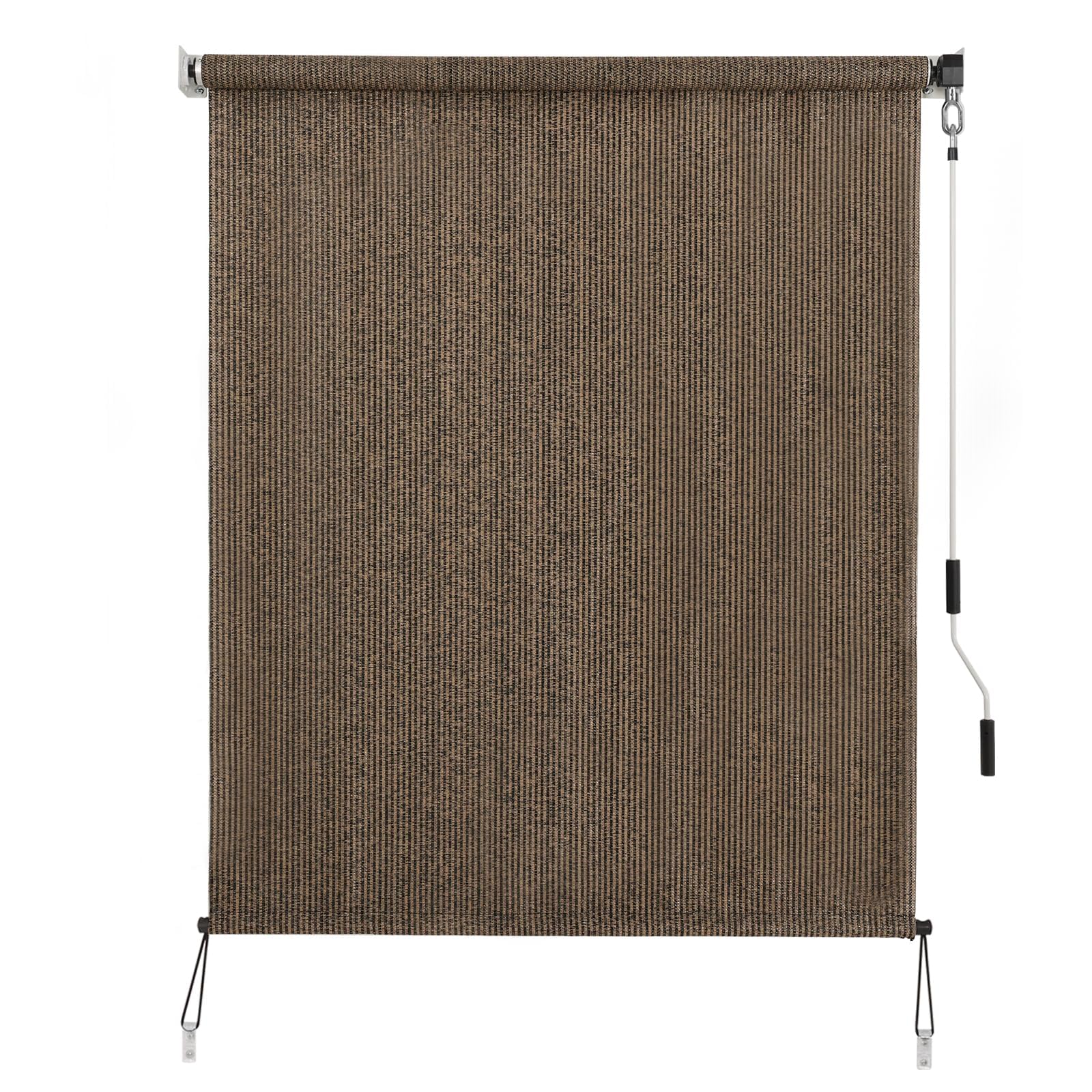 SEEYE Outdoor Sunshade Roller Shades 6' W x 8' H, Cordless Roll Up Shade Blinds Privacy Screen with 90% UV Protection, Exterior Patio Shade Cloth for Porch Pergola Balcony Backyard Windows, Mocha
