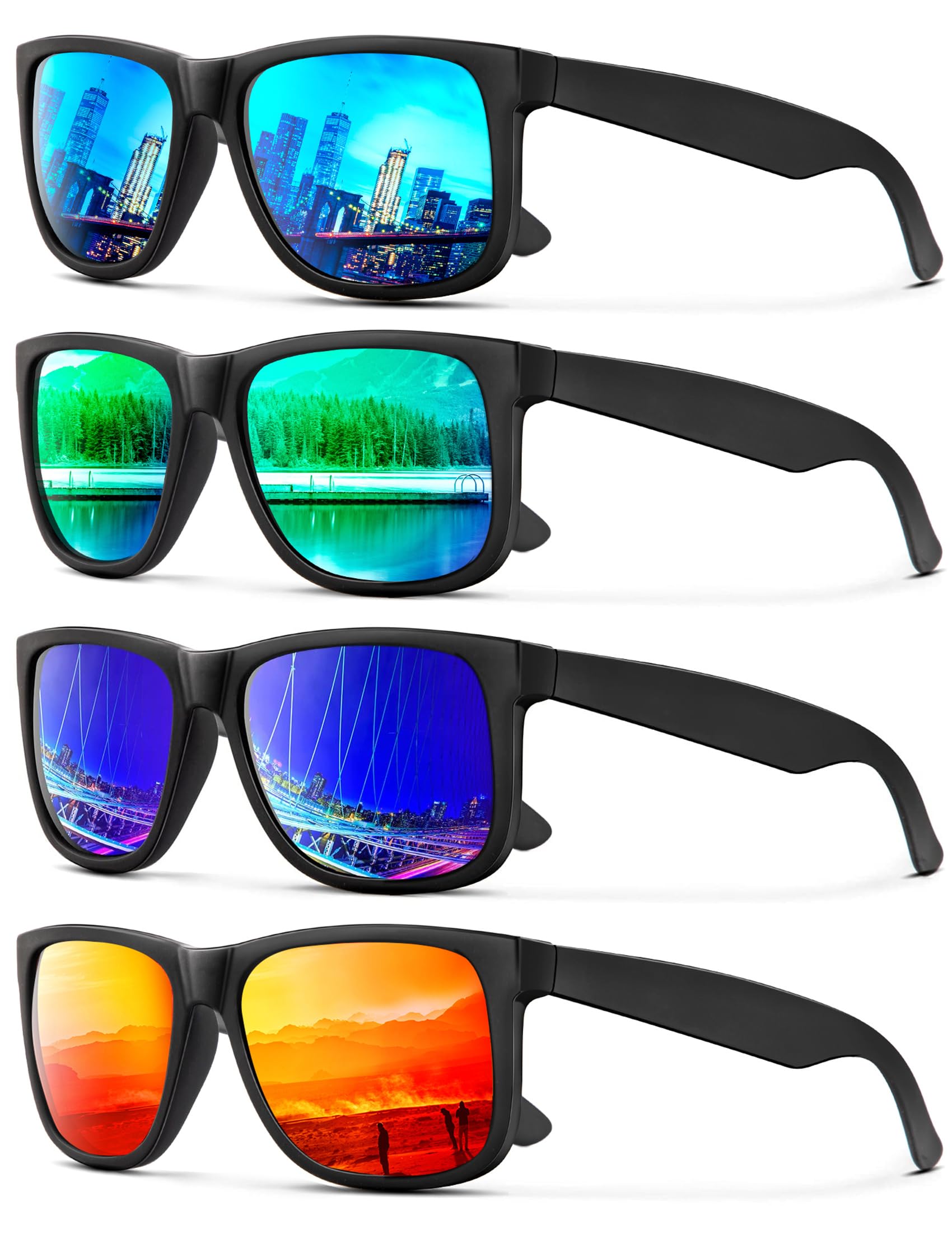 KALIYADI Sunglasses Men Polarized Sun glasses for Mens Womens Classic Matte Black Frame UV Protection 3pack