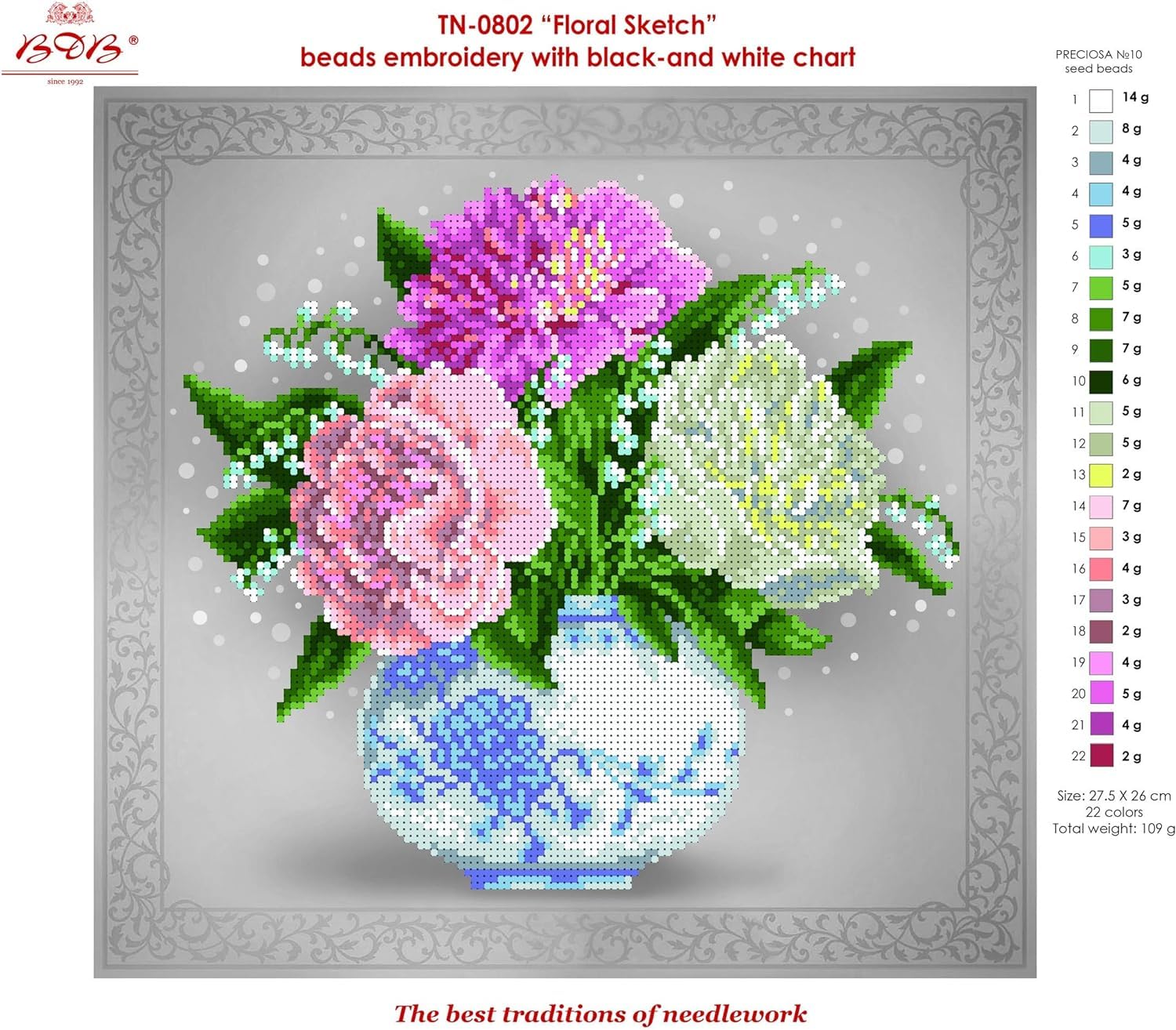 Aidalux Kit de broderie avec perles, kit demi-point de croix