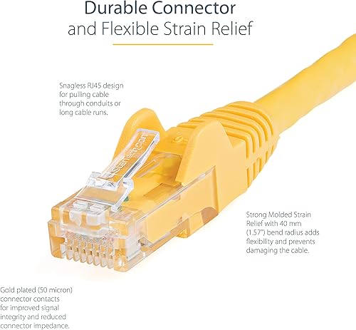 Miniatura 10 de StarTech. com Cable Ethernet CAT6 de 2 pies - Cable Ethernet negro CAT 6 Gigabit -650 MHz 100 W PoE RJ45 UTP redcable de conexión sin enganches con