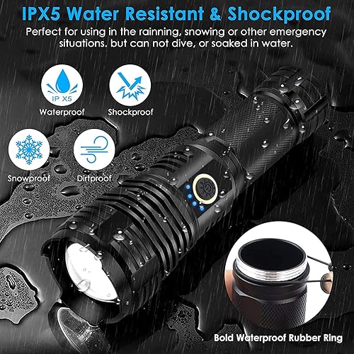 Miniatura 6 de Linternas recargables de alto lúmenes linterna táctica súper brillante de 10000 lúmenes linterna LED XHP 90 linterna táctica con zoom impermeable 5