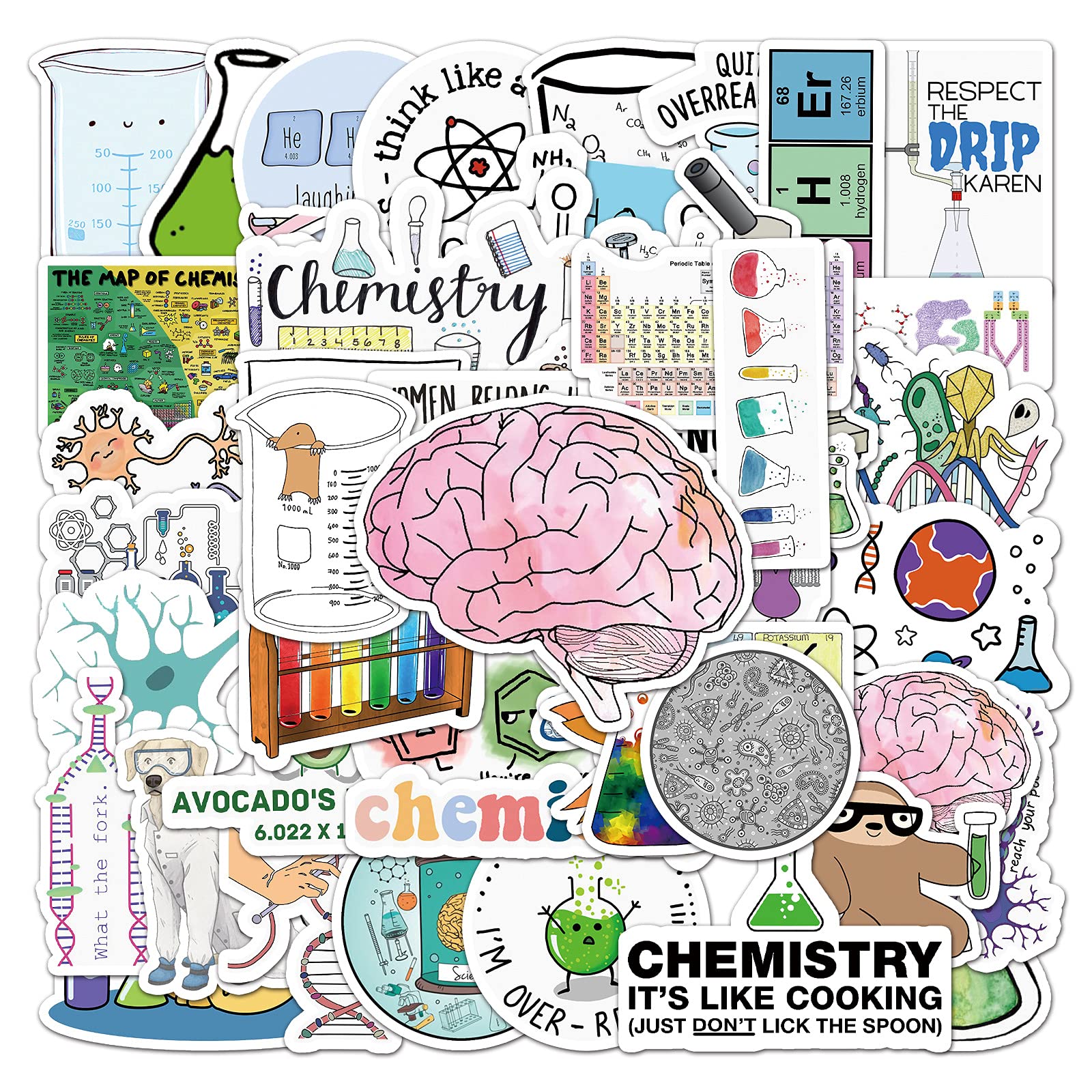 50PCS Physical Chemistry Experiment Sticker for Teenage Students Kids Adults,Science Laboratory Waterproof Decals for Laptop Water Bottle Computer Car Phone Helmet Skateboard Guitar Bike Luggage