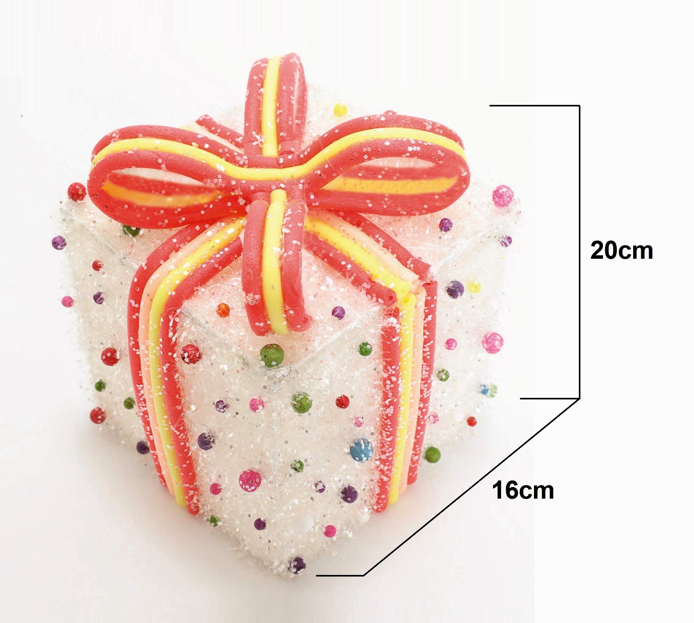 Colorful Gift Box with Warm LED Fairy Lights Openable Top Cover 21x16cm