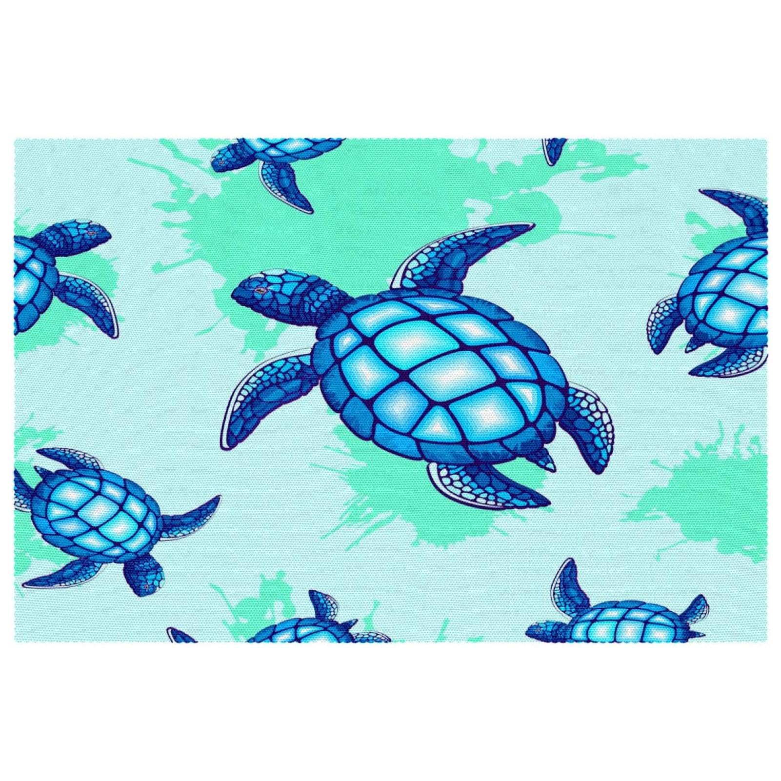 Set de table tortue de mer bleue turquoise lavable de 30x45 cm pour repas d'été