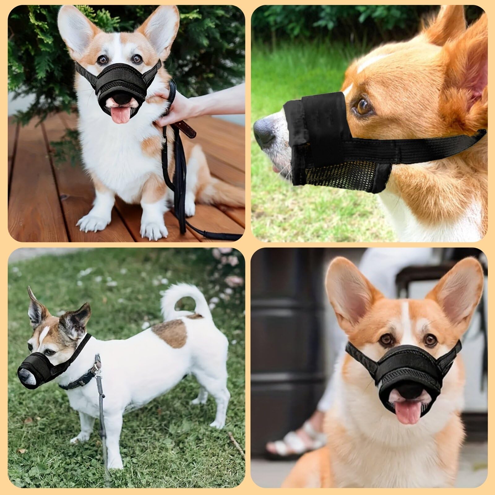 KEYRI 2 Pièces Muselière pour Chiens Muselière Souple Réglable pour Chiens Respirant Muselière en Nylon pour Chien Museliere Anti-Aboiements et Anti-Morsures Museau d'Entraînement (Noir, Petit)