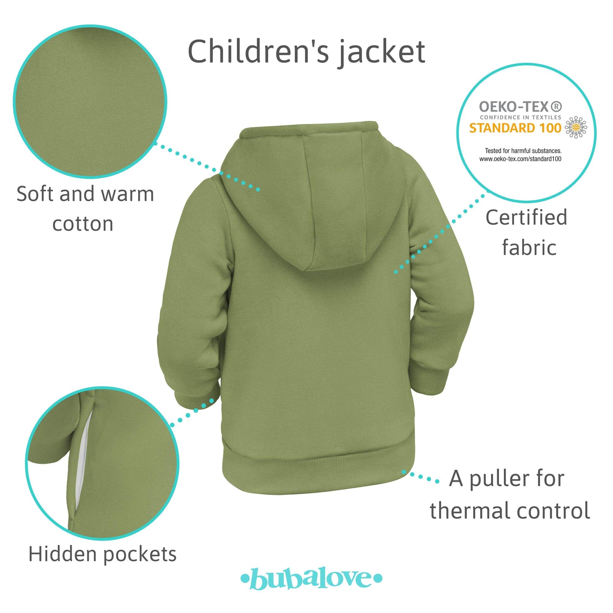Bubalove - Chaqueta Infantil Botones con Capucha Unisex niños Primavera otoño