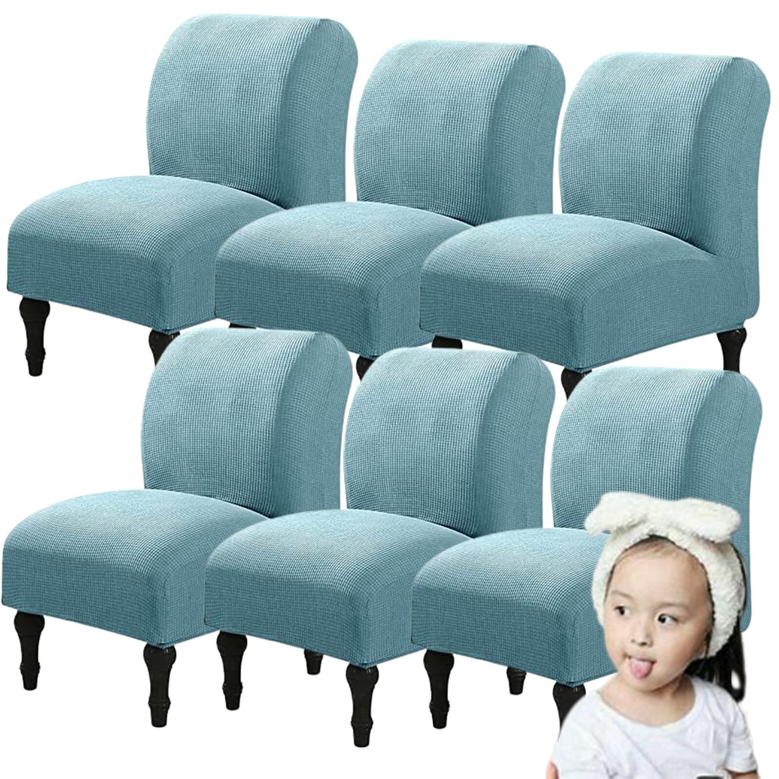 NMVAWIPT Armless Accent Chair Covers, Polyester+Spandex Stretch Slipcover, Removable Furniture Protector, For Home Hotel(10#,6pcs)