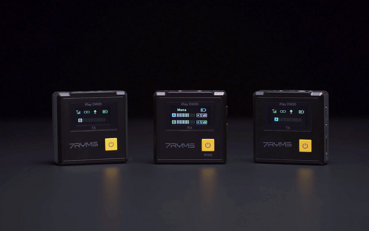 7RYMS iRay DW20 Wireless Lavalier Microphone, 2.4G Dual Lapel Mic