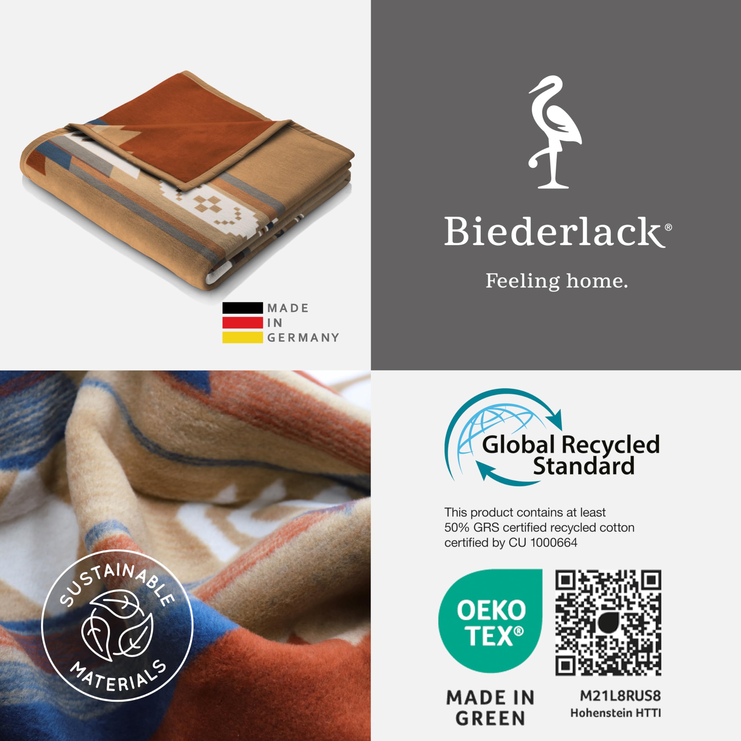 Biederlack Kuscheldecke Montana I Wohndecke aus Baumwollmischgewebe I Sofadecke in 150 x 200 cm I braune Decke im traditionellen Stil I Made in Germany