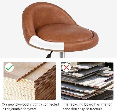 Miniatura 7 de Yaheetech Taburete rodante de piel sintética  Taburetes redondos giratorios ajustables con ruedas y respaldo para spa, salón de masaje, tatuajes,