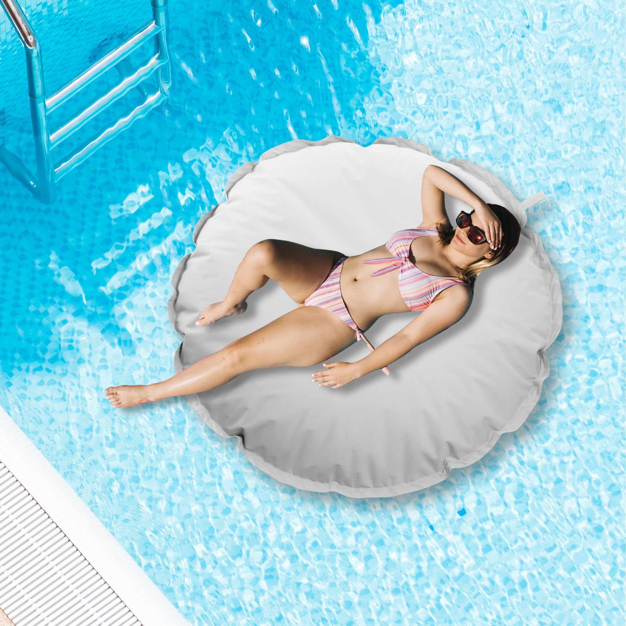 Avalon - Cuscino Galleggiante per Piscina Pouf Poltrona Sacco BOA, Pouffe Amaca, Pouf a Sacco in Tessuto Tecnico Antistrappo e Impermeabile, Arredo Moderno, Made in Italy(135xh30cm-Grigio)