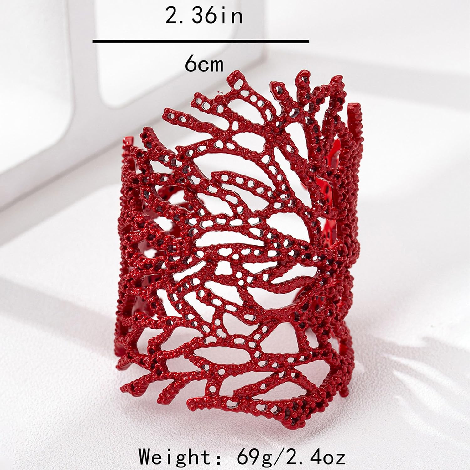 Red Coral Branch Cuff Bracelet For Women, Zinc Alloy Open Bangle Ocean Theme Beach Vacation Jewelry Casual Summer Accessory Unique Statement Wristband Gift