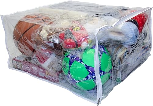 Miniatura 2 de Paquete de 10 bolsas de almacenamiento jumbo de vinilo resistente con cremallera (transparentes) para suéteres, mantas, edredones, juegos de ropa de