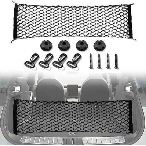 Amiss Cargo Net Stretchable, Car Exterior Accessories, Adjustable Elastic Trunk Storage Net with Hook for SUVs, Cars and Trucks (35.4x15.8 Inch)