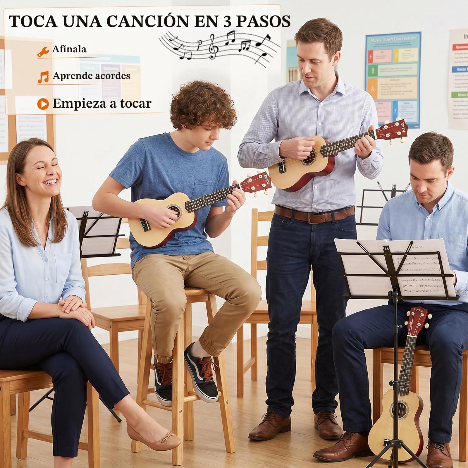 Ukelele Soprano, Principiantes Ukulele Kit 21 Pulgadas, Hawaiano Uqueleles con Bolsa, Afinador, Correa, Todo en un solo juego