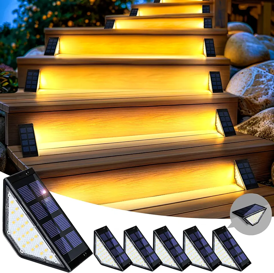 SOLPEX Solar Step Lights for Outside, 24 LEDs Solar Stair Lights Outdoor Waterproof Decor for Porch,...
