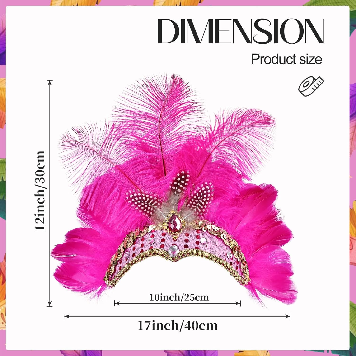 Women's Carnival Feather Headpieces Sequin Headdress for Wedding Masquerade Party Cosplay Feather Headbands - Image 2